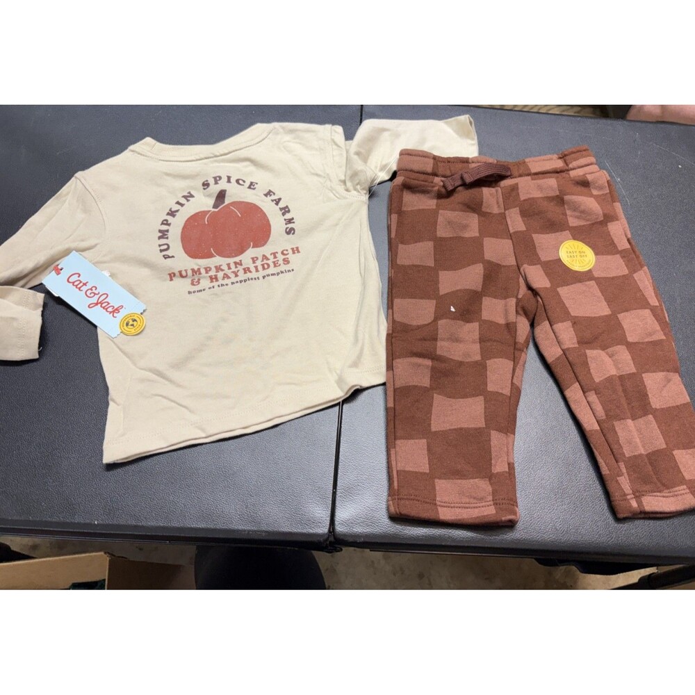 Boys 12 months Pumpkin Spice Farm 2-Piece Fall Outfit - NWT Cat & Jack